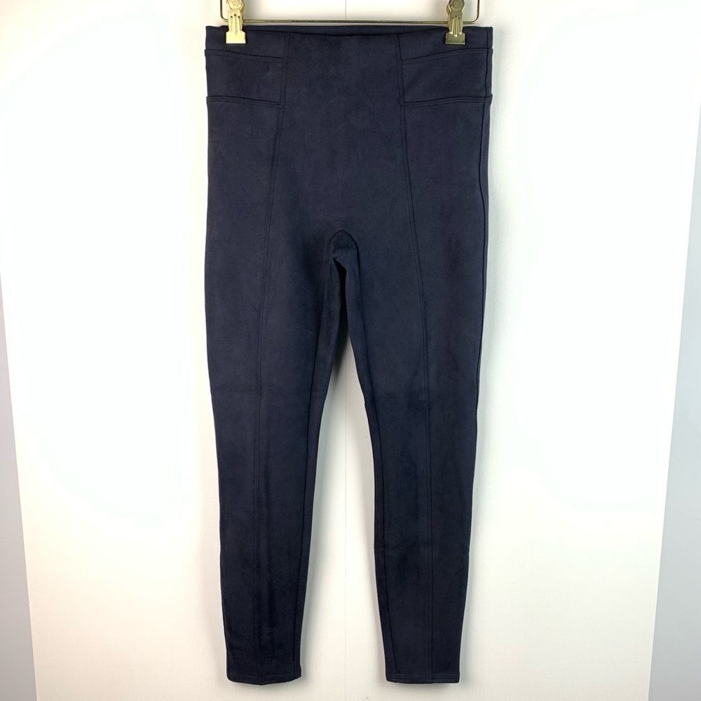 Spanx women’s navy pull on stretchy faux suede legging pants size small